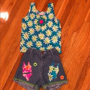 Girls Denim Short Set. Size 4.